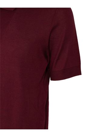 Burgundy silk and cotton blend polo shirt PAOLO PECORA | A006F2004469